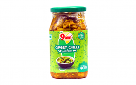 9am Green Chilli Pickle   Glass Jar  400 grams